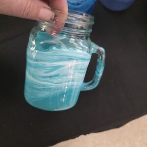 Teal An White Swirl Glass Mug